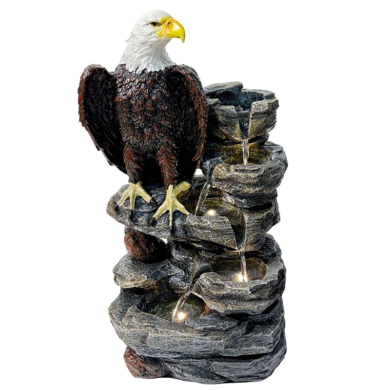 Bald Eagle Cascading Rock Water Fountain